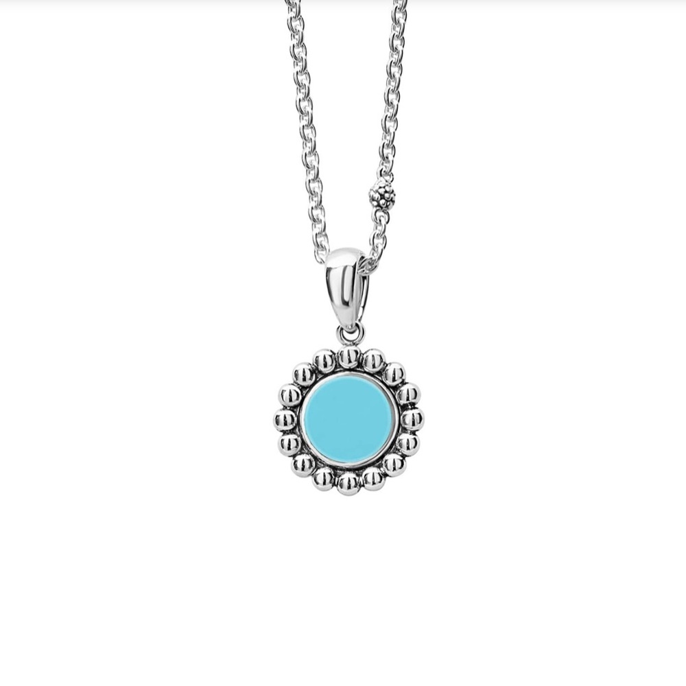 LAGOS Silver Pendant Necklace with Turquoise Center